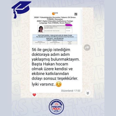 Öğrenci başarı sonucu 21 — YÖKDİL Fen 56,25